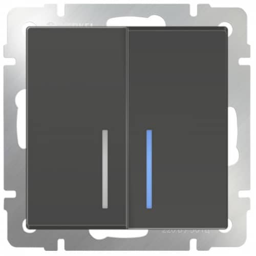 Купить Выключатель Werkel WL07-SW-2G-LED двухклавишный с индикатором серо-коричневый по низкой цене