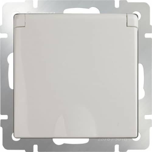 Купить Розетка Werkel WL03-SKGSC-01-IP44-ivory одноместная с заземлением и защитными шторками с крышкой Слоновая кость по низкой цене
