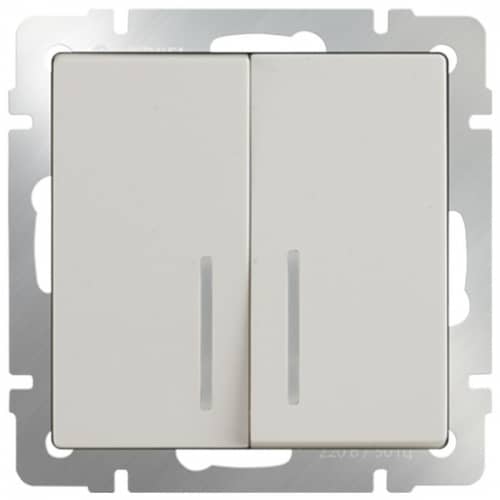 Купить Выключатель Werkel WL03-SW-2G-2W-LED-ivory двухклавишный проходной с индикатором Слоновая кость по низкой цене