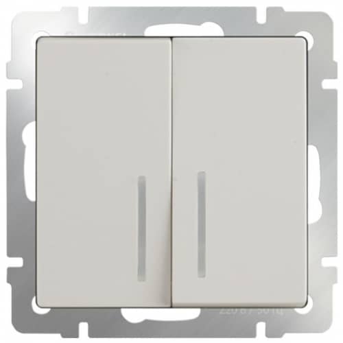Купить Выключатель Werkel WL03-SW-2G-LED-ivory двухклавишный с индикатором Слоновая кость по низкой цене