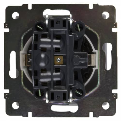 Купить Розетка Werkel WL08-SKGSC-01-IP44 одноместная с заземлением и защитными шторкам с крышкой черный матовый по низкой цене