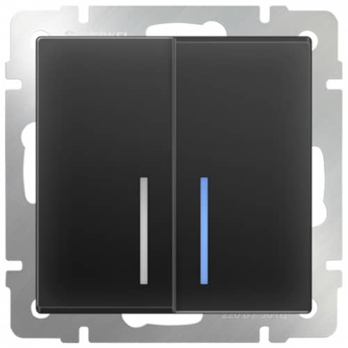 Купить Выключатель Werkel WL08-SW-2G-LED двухклавишный с индикатором черный матовый по низкой цене