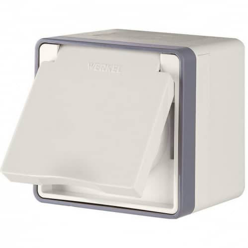 Купить Розетка Werkel Gallant WL15-02-04 одноместная с заземлением и защитными шторкам с крышкой Слоновая кость по низкой цене