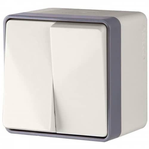 Купить Выключатель Werkel Gallant WL15-03-02 накладной двухклавишный влагозащищенный Слоновая кость по низкой цене