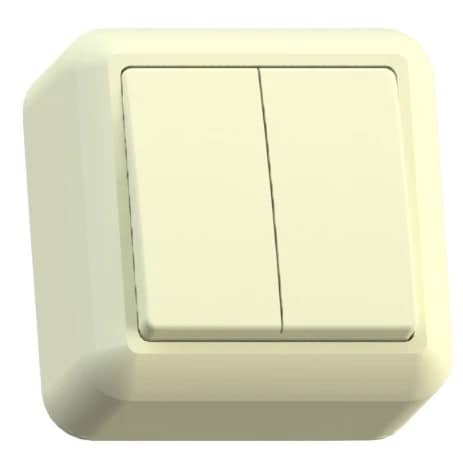 Купить Выключатель Кунцево-Электро Оптима А510-380 двухклавишный Слоновая кость по низкой цене