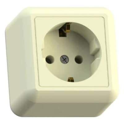 Купить Розетка Кунцево-Электро Оптима РА16-376 одноместная с заземлением Слоновая кость по низкой цене