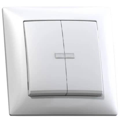 Купить Выключатель Кунцево-Электро Селена С510-397 двухклавишный с подсветкой белый по низкой цене