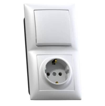 Купить Блок розетки с выключателем Кунцево-Электро Селена БКВР-411 одноклавишный белый по низкой цене