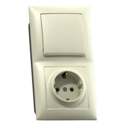 Купить Блок розетки с выключателем Кунцево-Электро Селена БКВР-411 одноклавишный Слоновая кость по низкой цене