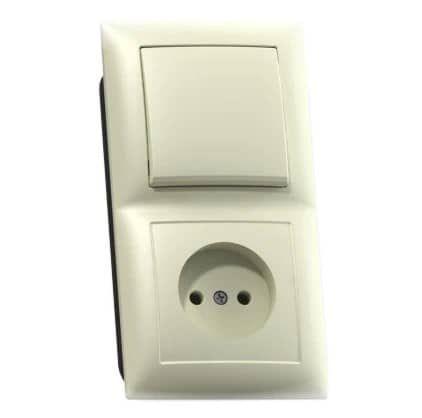 Купить Блок розетки с выключателем Кунцево-Электро Селена БКВР-408 одноклавишный Слоновая кость по низкой цене