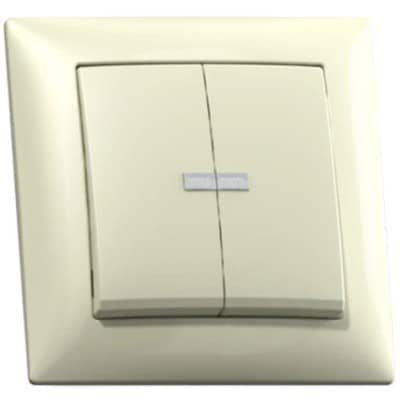 Купить Выключатель Кунцево-Электро Селена С510-397 двухклавишный с подсветкой Слоновая кость по низкой цене