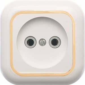Купить Розетка Кунцево-Электро Валентина РА10-266(З) одноместная белая с золотом по низкой цене