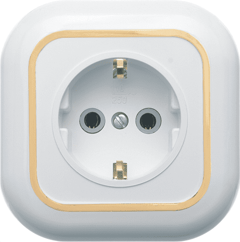 Купить Розетка Кунцево-Электро Валентина РС16-635(З) одноместная с заземлением белая с золотом по низкой цене