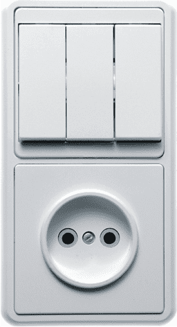 Купить Блок розетки с выключателем Кунцево-Электро Бэлла БКВР-212 трехклавишный белый по низкой цене