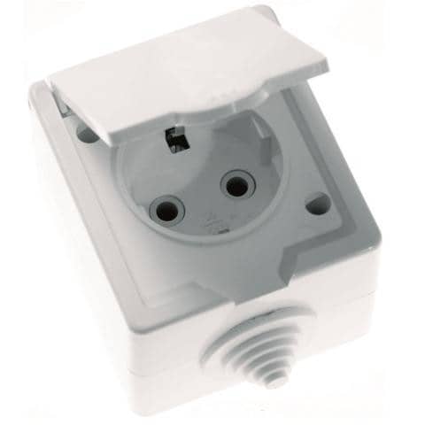 Купить Розетка Кунцево-Электро РА16-660 IP44 одноместная с заземлением белая по низкой цене