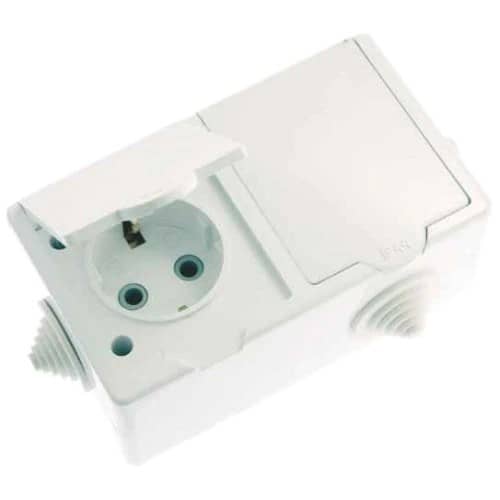 Купить Розетка Кунцево-Электро РА16-759 IP44 двухместная с заземлением белая по низкой цене