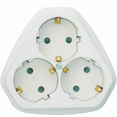 Купить Розетка Кунцево-Электро РС10/16-503 трехместная с заземлением и защитными шторками белая по низкой цене