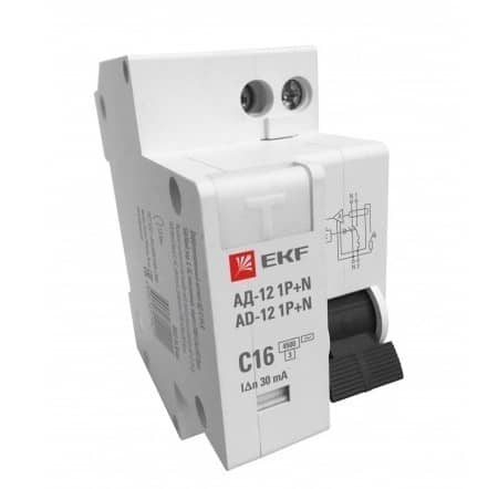 Купить Автоматический выключатель EKF Basic АД 12 тип AC 1P+N 4,5 кА 25А 30мА дифференциального тока по низкой цене