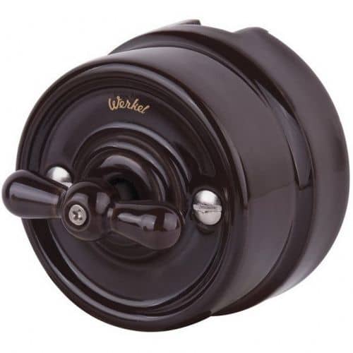 Купить Выключатель Werkel Retro WL18-01-05 двухклавишный на 4 положения коричневый по низкой цене
