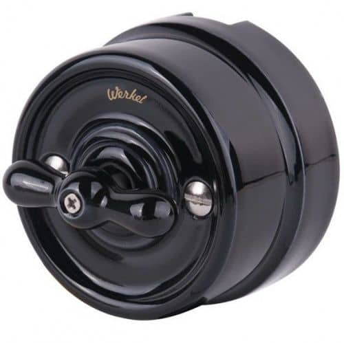 Купить Переключатель Werkel Retro WL18-01-03 одноклавишный черный по низкой цене