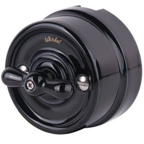 Купить Выключатель Werkel Retro WL18-01-05 двухклавишный на 4 положения черный по низкой цене