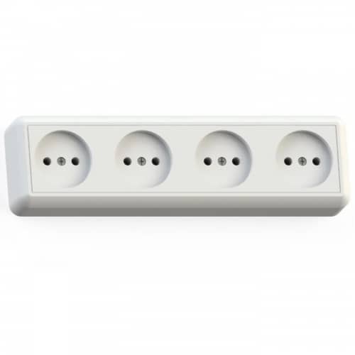 Купить Розетка Кунцево-Электро Оптима РА16-402 четырехместная белая по низкой цене