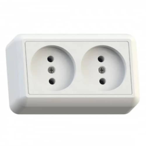 Купить Розетка Кунцево-Электро Оптима РА10-373 двухместная белая по низкой цене