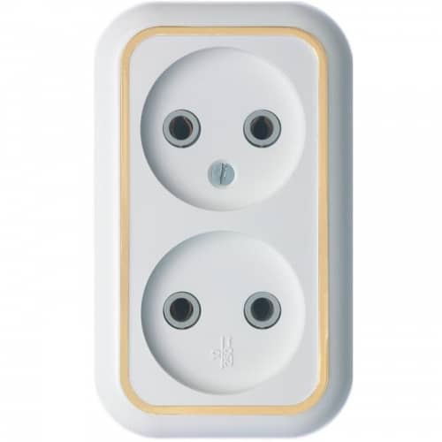 Купить Розетка Кунцево-Электро Валентина РА10-382(З) двухместная белая с золотом по низкой цене