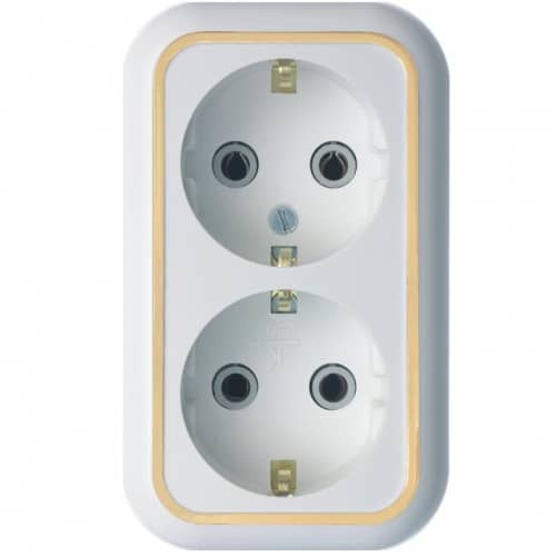 Купить Розетка Кунцево-Электро Валентина РА16-826(З) двухместная с заземлением белая с золотом по низкой цене