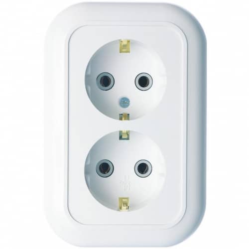 Купить Розетка Кунцево-Электро Валентина РС16-830 двухместная с заземлением белая по низкой цене