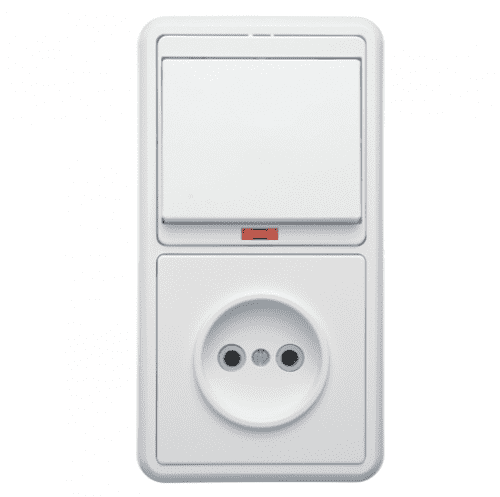 Купить Блок розетки с выключателем Кунцево-Электро Бэлла БКВР-214 одноклавишный белый по низкой цене