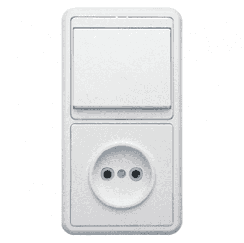 Купить Блок розетки с выключателем Кунцево-Электро Бэлла БКВР-037 одноклавишный белый по низкой цене
