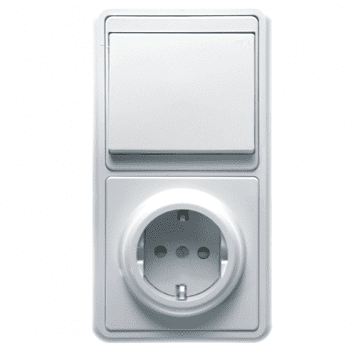 Купить Блок розетки с выключателем Кунцево-Электро Бэлла БКВР-035 одноклавишный белый по низкой цене