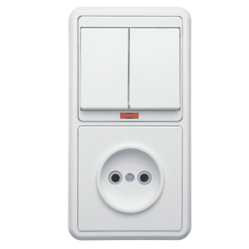 Купить Блок розетки с выключателем Кунцево-Электро Бэлла БКВР-213 двухклавишный белый по низкой цене