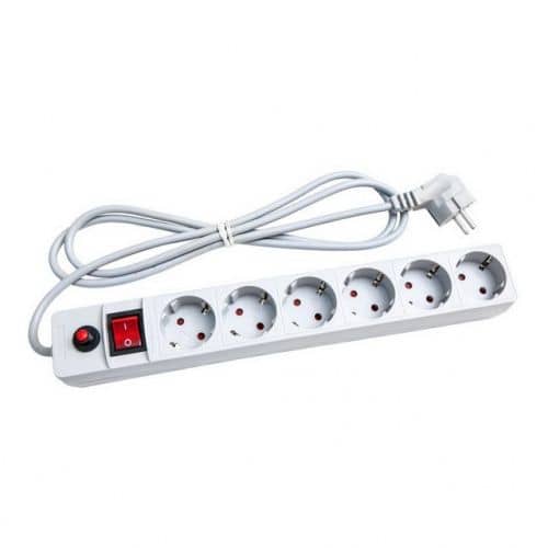 Купить Удлинитель UNIVersal 967U-3005 6 розеток с защитными шторками и заземлением ПВС 3х0,75 2200 Вт белый с сетевым фильтром 5 м по низкой цене