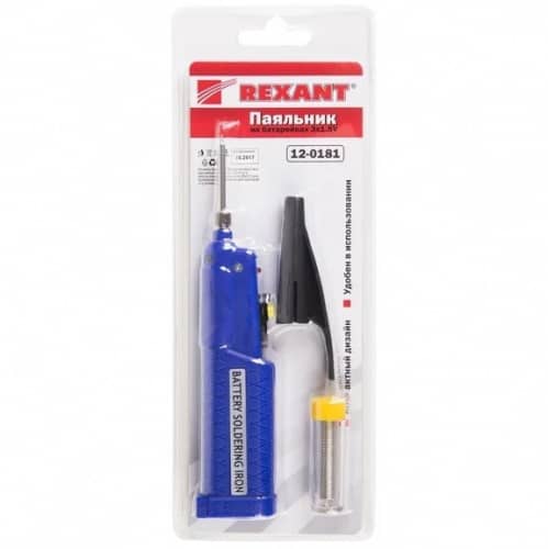 Купить Паяльник Rexant 12-0181 4,5 В 8 Вт мини с питанием 3 батарейки AA по низкой цене