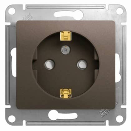 Купить Розетка Schneider Electric Glossa GSL000845 одноместная с заземлением и защитными шторками шоколад по низкой цене