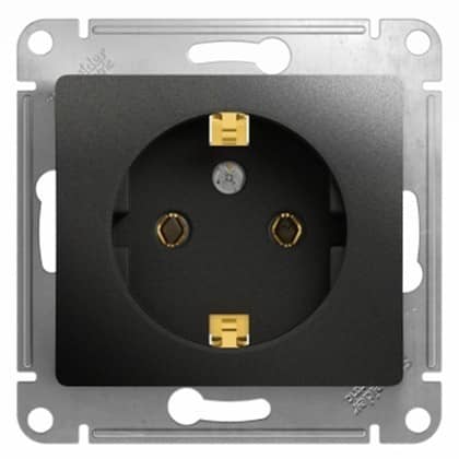 Купить Розетка Schneider Electric Glossa GSL000743 одноместная с заземлением антрацит по низкой цене