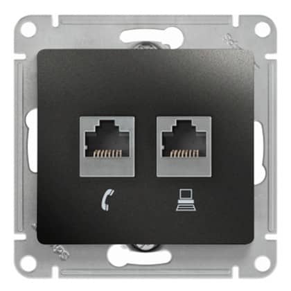 Купить Розетка Schneider Electric Glossa GSL000785 RJ11+RJ45 телефонно-компьютерная двойной антрацит по низкой цене