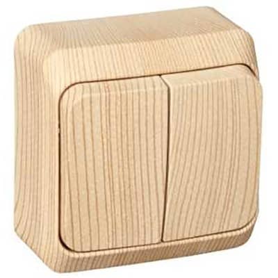 Купить Выключатель Schneider Electric Этюд BA10-002D двухклавишный сосна по низкой цене