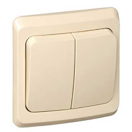 Купить Выключатель Schneider Electric Этюд BC10-002K двухклавишный кремовый по низкой цене