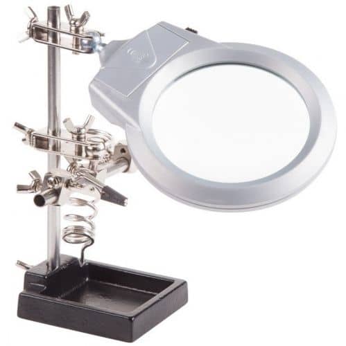 Купить Держатель Rexant 12-0253 для припоя Третья рука с лупой х2,5 и LED подсветкой по низкой цене