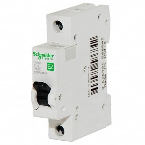 Купить Автоматический выключатель Schneider Electric EASY 9 1П C 16А 4,5кА по низкой цене