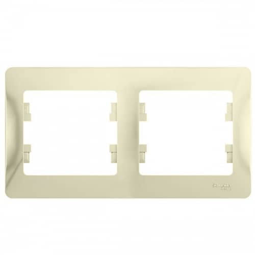Купить Рамка Schneider Electric Glossa GSL000202 бежевая двухместная по низкой цене