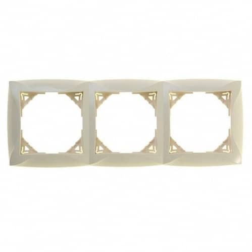 Купить Рамка Schneider Electric Дуэт WDE000203 бежевая трехместная по низкой цене