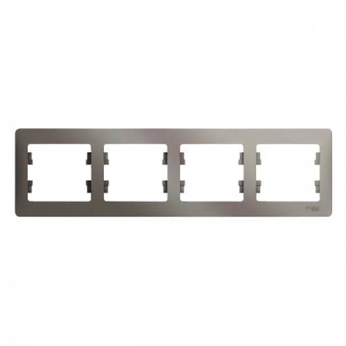 Купить Рамка Schneider Electric Glossa GSL001204 платина четырехместная по низкой цене