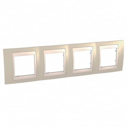 Купить Рамка Schneider Electric Unica MGU6.008.567 хамелеон песчаная/бежевая четырехместная по низкой цене