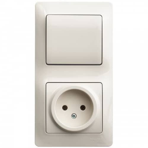 Купить Блок розетки с выключателем Schneider Electric Glossa GSL000260 одноклавишный бежевый по низкой цене