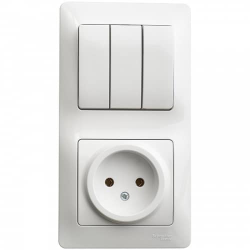 Купить Блок розетки с выключателем Schneider Electric Glossa GSL000176 трехклавишный белый по низкой цене