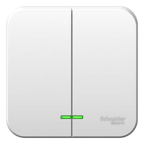 Купить Выключатель Schneider Electric Blanca BLNVA105111 двухклавишный с изолирующей пластиной и индикатором белый по низкой цене